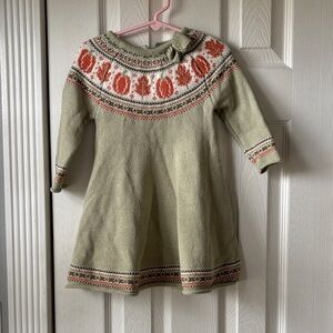 Blueberi Boulevard Olive and Orange Knit Fall Dress